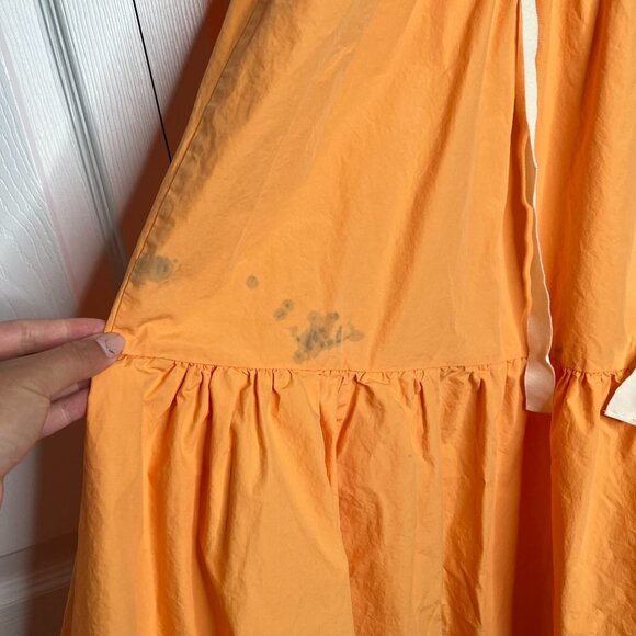Peter Som Collective Marigold Orange Tiered Tie Back Midi Dress Women's Size 6 - Picture 8 of 11